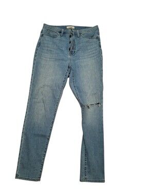 Madewell 11" Roadtripper Jeans Ladies 31 Button Fly Distressed Comfy Denim